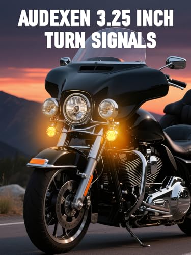AUDEXEN 3-1/4 Inch Front Led Turn Signal Flat Smoke Lens 1157 Base Amber Lamp Compatible with Harley Motorcycle Road Glide Road King Softail Ultra Classic Ultra Limited Electra Glide - color: Amber, size: 1157 Front