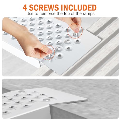 Aluminum Shed Ramp 2PCS, 880 LBS Capacity 59.8" x 8.5" Loading Ramps, Lightweight Sturdy Anti-Slip Ramps with Punch Plate Surface for Lawn Mower, Bike, Hand Truck, Motorcycle - size: 880 lbs - 59.8" L