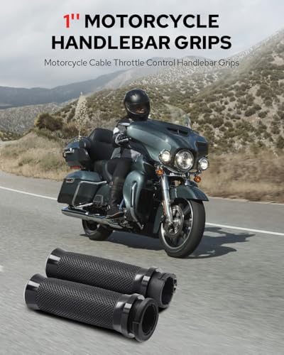 Motorcycle Hand Grips Handlebar Grips Cable Throttle Fit for Harley ’02-’17 VRSC, ’96-Later XL, ’08-’13 XR, ’96-’17 Dyna (Except FXDLS), ’96-’07 Touring - color: Black