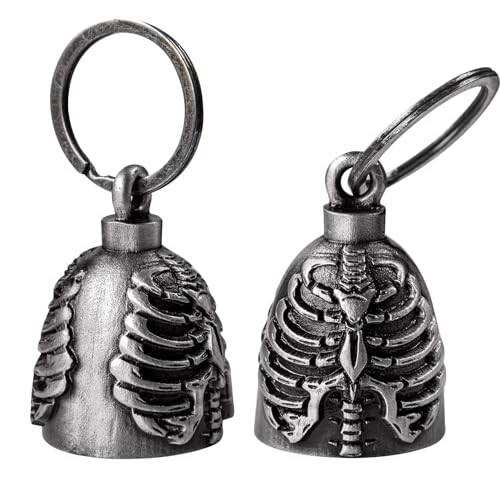 Dream Apparel Motorcycle Bell Guardian Angel Drive Away Gremlin, Biker Bell for Men Women Rider Riding, Good Luck Gift - style: Chest Skeleton