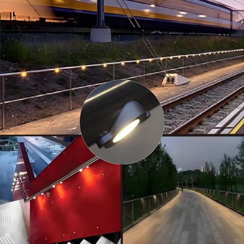 LED Railing Light - Flat Surface, 1W 12V DC, Recessed Rail Lights, IP65 Waterproof, Horizontal Curved Convex Plane Step Stair Handrail Lighting,Warm White 3000K (1 Pack)