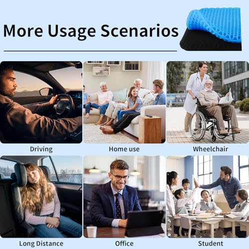 Gel Seat Cushion, Cooling Honeycomb Cushion for Long Sitting, Tailbone & Coccyx Pain Relief, Ergonomic Office Chair Pad, Breathable for Car Seat & Wheelchair(Blue) - color: Blue