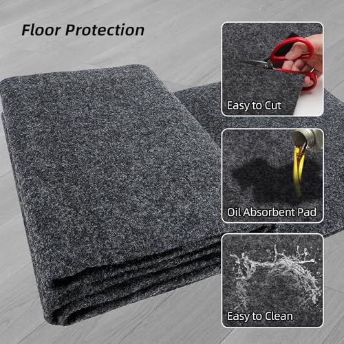 Roykaw Garage Floor Mat and Mechanic Pad, Motorcycle Parking Mat,Protect Floor from Spills, Drips, Splashes and Stains, Oil Absorbent/Cut to Size/Waterproof/Non Slip Design - 20 ft. × 8.85 ft. - size: 20 x 8.85 Feet