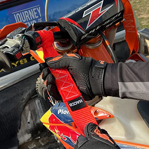 Haccoplanet 8PK Soft Loop Motorcycle Tie-Down Straps, 1.6 x 17inch 12000LB Break Strength, Heavy Duty Tie Down Loops for Securing ATV, UTV, Dirt Bike, Lawn & Garden Equipment (Red) - color: Red