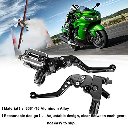 Universal Motorcycle 7/8" 22mm Handlebar Brake Master Cylinder Clutch Lever CNC Left & Right Set Compatible with Harley Honda Kawasaki Suzuki Yamaha( Piston Diameter 12.7mm(Black) - color: Black