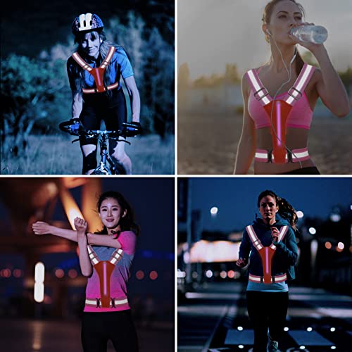 LED Rechargeable Reflective Vest with 11hrs Runtime, Light Up Safety Gear for Night Running Walking Cycling, USB Rechargeable - color: Pink