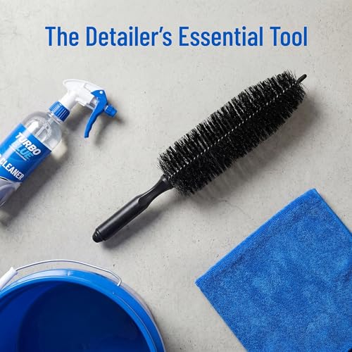 Wheel Spoke Brush for Wheels and Rims - 11.8" Length Black Motorcycle Vehicle All Wheel Finishes Tire Rim Tapered Wash Brush for Cleaning Crevices Tight Spaces