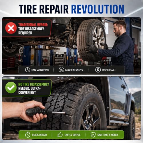 91 PCS Tire Screw Plug Repair Kit, 3 Sizes Rubber Tire Repair Screws with Screwdriver, Tire Sidewall & Puncture Fix, Quick Self-Service Flat Tire Repair for Car, Truck, Motorcycle, SUV