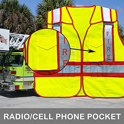 VIEWBRITE Reflective Class 2 Fire Vest Lime Green - 5 Point Breakaway High Visibility Yellow Fire Fighter Vest - color: Reflective Yellow, size: Medium-Large