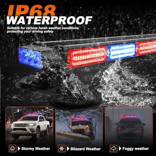 ASPL 26inch 126 LED Emergency Rooftop Strobe Lights Bar w/Controller Double Side Warning Hazard Snow Plow Flashing Light Traffic Advisor Safety Light for Work Trucks Vehicles Tow Pickup(Red/Blue) - color: Red/Blue