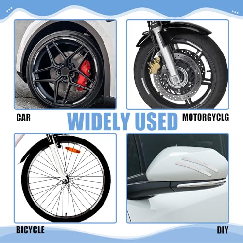 20PCS Reflective Car Wheel Decorative Stripe Stickers, White, Striped, Waterproof Material, English Style, Automotive Decals, 20-Piece Set - color: White