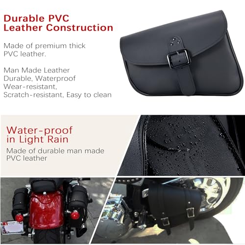 Dream Apparel Motorcycle Swingarm Bag with Black Synthetic Leather, Swing Arm Bag Motorcycle Saddlebag Left Side Tool Bag Fit for Sportster Street Rebel 300 500 Dual Shock Models, An Adjustable Strap - size: Medium