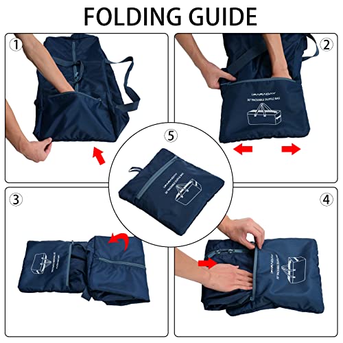 Foldable Duffel Bag 30" / 75L Lightweight with Water Rresistant for Travel-Navy Blue - color: Navy-75L