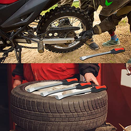 Tire Spoons Tool Set, Professional Tire Changing Kit for Dirt Bike, Motorcycle, Wheelchair, Lawn Mower, Tractor, 3X Tire Spoons, 3X Rim Protectors, 1X Valve Tool, 6X Valve Cores (Basic Sets)