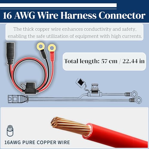 (2PK) Replacements for Noco Battery Charger Cable GC008 X-Connect M10 (3/8in) XL Eyelet Terminal Wires Harness Fits for Noco Genius 1 2 5 10 G4 Accessories - Smart Batteries Trickle Charger Cable - size: 2PK-GC008(M10)