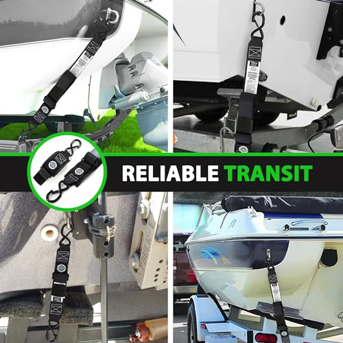 STARLEAPARTS Transom Tie Down Kits (2PK) -2" x 48" Boat Transom Straps - 1,200lb Break Strength Boat Straps for Trailer, Boat or Kayak Secure(Black) - color: Black