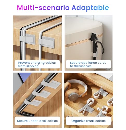 LX IntMfr. Hook and Loop Cable Ties, Self Adhesive Hook and Loop Cable Straps, Sticky-back Cord Organizer, Cable Clip, Household & Office Essentials, 40Pcs per Pack