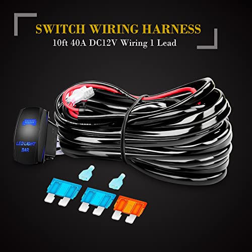 SKYWORLD LED Light Bar, 20 inch 288W Spot Flood Combo Beam Work Driving Lamp with Black License Plate Mounting Bracket 12V Wiring Harness Kit Rocker Switch for Truck Car ATV SUV 4X4 Boat - size: Light + Bracket + 12V Rocker Wiring
