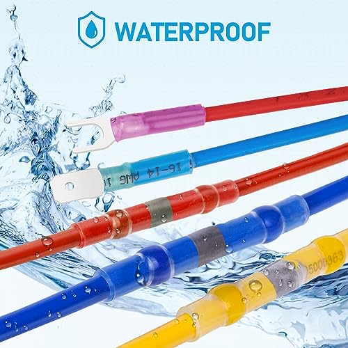 TICONN 1250Pcs Heat Shrink Wire Connectors, Waterproof Automotive Marine Electrical Terminals Kit, Crimp Connector Assortment, Ring Fork Spade Butt Splices - style: 1250PCS Combo