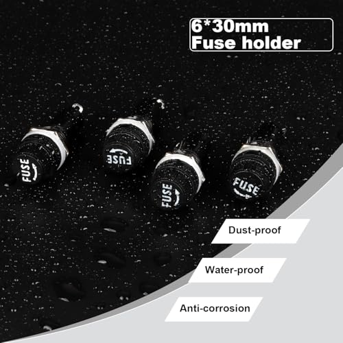 6pcs Panel Mounted Fuse Holder 6 * 30mm 10A 250VAC / 15A 125VAC Black Screw Cap Fuse Holder Equipped with 12pcs(6 * 10A + 6 * 15A) Fast Blowing Glass Tube fuses - style: wireless-6*30mm