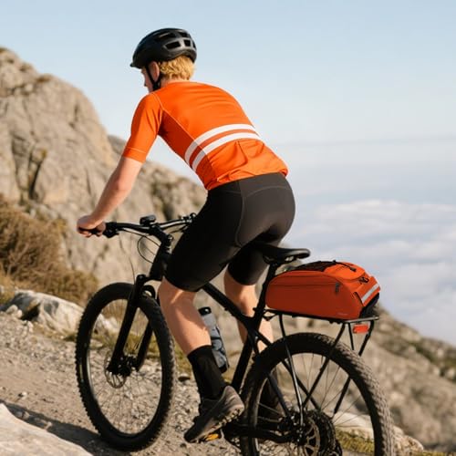MOSISO Bike Rack Bag, Waterproof Bicycle Trunk Pannier Rear Seat Pouch Cycling Bike Carrier Backseat Storage Luggage Saddle Shoulder Bag - color: Orange
