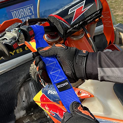 Haccoplanet 8PK Soft Loop Motorcycle Tie-Down Straps, 1.6 x 17inch 12000LB Break Strength, Heavy Duty Tie Down Loops for Securing ATV, UTV, Dirt Bike, Lawn & Garden Equipment (Blue) - color: Blue