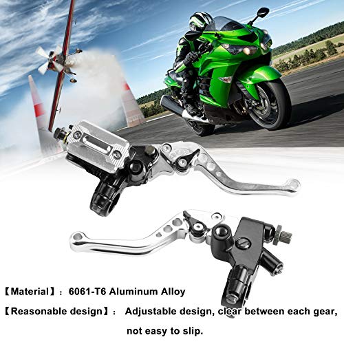 Universal Motorcycle 7/8" 22mm Handlebar Brake Master Cylinder Clutch Lever CNC Left & Right Set Compatible with Harley Honda Kawasaki Suzuki Yamaha( Piston Diameter 12.7mm(Silver) - color: Silver