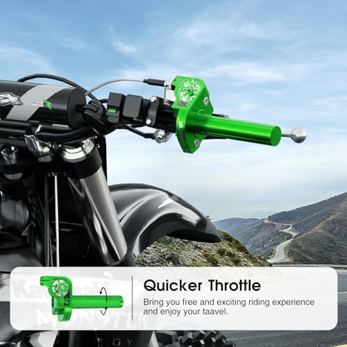 Throttle Grip Throttle Cable Motorcycle 22mm Universal CNC Aluminum Accelerator Throttle Twist Grips Handlebars for KLX CR CRF EXC XR TTR CB SSR ATV Dirt Bike Pit Bike - color: Green