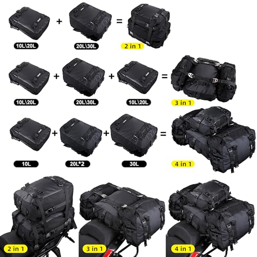 Waterproof Motorcycle Tail Bag 10L Motorbike Rear Rack Storage Bag Saddle Pannier for Touring Adventure Commuting Black - size: 10L