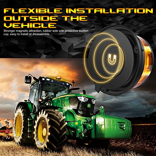 DAYSEN LED Amber Beacon Light, 4.2" Flashing Emergency Strobe Lights, Magnetic Mount 360 °Rotating Rooftop Safety Warning Light for Trucks Tractors Golf Carts UTV & ATV Cars(Magnetic) - size: Magnetic (1PCS)