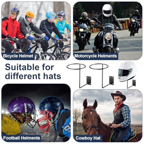 Potchen 12 Pack Helmet Hanger Wall Mount Motorcycle Helmet Rack Metal Ball Holder for Basketball Volleyball Football Multifunctional Display Hook Stand for Cap Hat Wig Riding Jacket Coat