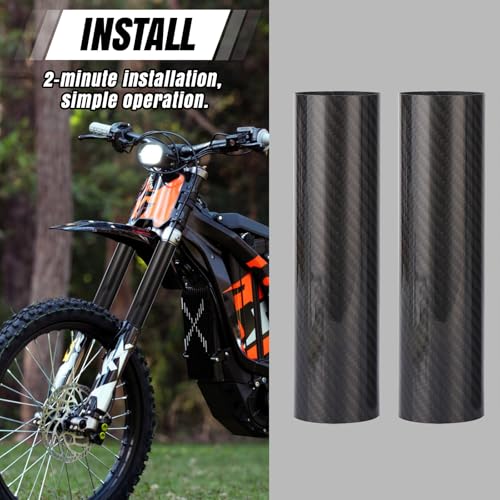 Motorcycle Fork Boots - Carbon Fiber Shock Guard Protector, 190mm Universal Fit for Dirt Bike & Street Motorcycles (2 PCS) - size: 220mm