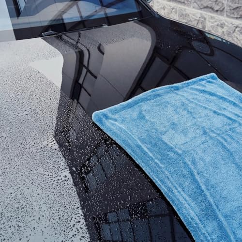 Automotive Detailing Twisted Loop Car Drying Towel, 1400GSM, 36"x24", Streak Free, Lint Free, Reusable, Microfiber Cleaning Cloth for Car, Truck, SUV, Dark Grey/Blue - color: Dark Grey/Blue