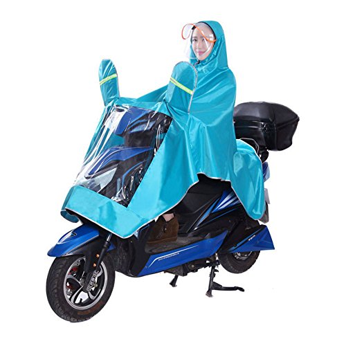 Unisex Adult Poncho Waterproof Rain Poncho Outdoors Bike Ebike Motorcycle Scooter Cycling Jacket Raincoat Cape Rain Cover - color: Lake Blue