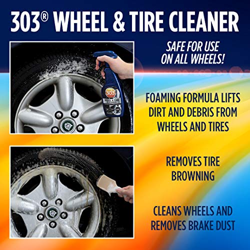 303 Products Wheel and Tire Cleaner - Cleans Both Wheels and Tires Effectively - Tough on Brake Dust - Removes Tire Browning - Foaming Formula, 16 fl. oz. (30590) Packaging May Vary - size: 15.5 Ounce (Pack of 1)