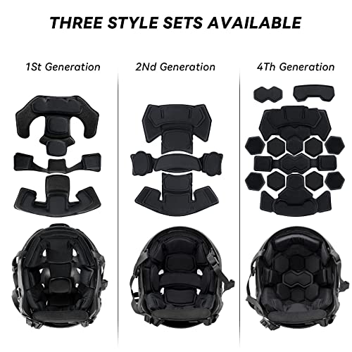 Tactical Helmet Pads - Universal Replacement Internal Memory Foam Pad Inserts for ACH, MICH, EXF Helmets - color: 2nd-Black