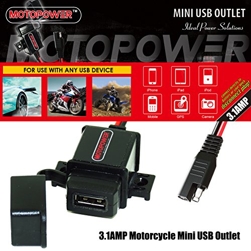 MOTOPOWER MP0609A 3.1Amp Motorcycle USB Port Kit SAE to USB Adapter On Motorcycle - color: Red, Black