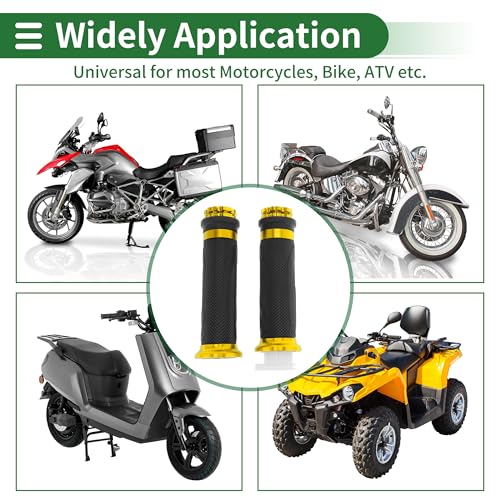 7/8" 22mm 15/16" 24mm Motorcycle Hand Grips Cover Kit Non Slip Handlebar Grips for Motorcycle Scooter Bicycle ATV Gold Tone - color: Gold Tone