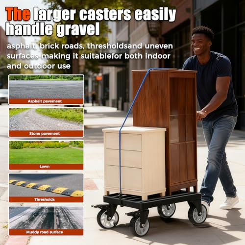 Stainless Steel Furniture Dolly, 2000lbs Capacity Heavy Duty Furniture Dolly, 5-inch Swivel casters, 24 x 18 inch Platform and Fastening Device, Safely Moving Heavy Objects - size: 24"L x 18"W Furniture Dolly