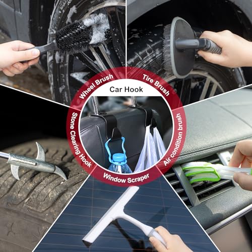 46Pcs Car Wash Cleaning Kit with Foam Gun Sprayer Detailing Brushes Car Vacuum Collapsible Bucket Windshield Cleaning Tool Tire Brush Towels Complete Interior Exterior Detailing Set for Car - size: 46Pcs