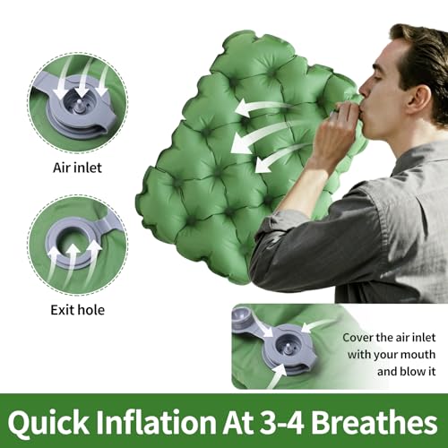 Inflatable Seat Cushion,16 Inch Portable Lightweight Waterproof Stadium Seat Pad, Inflatable Seat Cushion for Air Travel,Hiking, Office, Car, for Pressure Relief No Pump Needed - color: Green