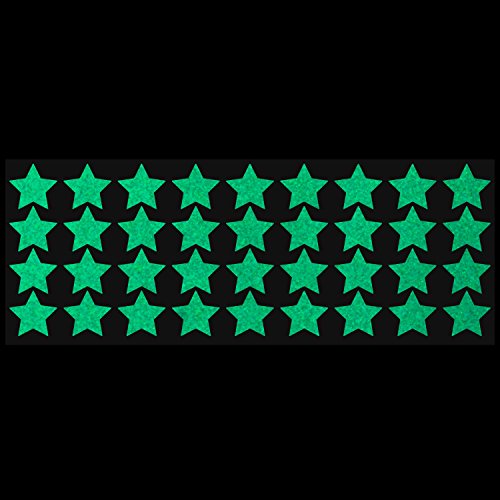 LiteMark Reflective Green 1 Inch Stars Sticker Decals for Helmets, Bicycles, Strollers, Wheelchairs and More - Pack of 36 - color: Light Green