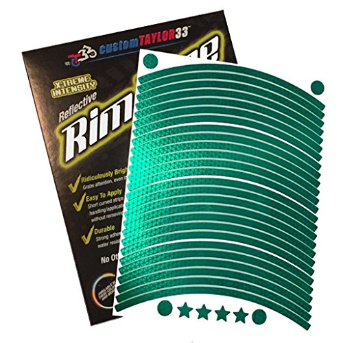 customTAYLOR33 (All Vehicles Green High Intensity Grade Reflective Copyrighted Safety Rim Tapes (Must Select Your Rim Size), 14"/15" (Combination Rim Size) - size: 14"/15" (Combination Rim Size)