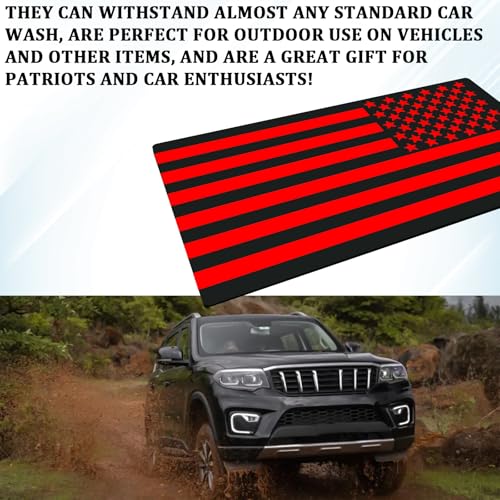American Flag Emblem Car Decals, 3D Acrylic USA Patriotic Military Flag Sticker Reflective Stripes, Left & Right Raised Decals for Car Truck SUV Jeep RV Window Bumper Motorcycle (2PCS, Black) - color: Black & Red