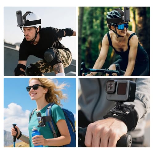 CamKix Accessories Kit Head & Backpack Mount Bundle Compatible with GoPro Hero 13/12/11/10/9/8/7/6/5, Insta360 - Head Strap Mount, Backpack Clip, 360° Rotating Wrist Strap, Adapters - color: Accessories Kit for Insta360 and Gopro