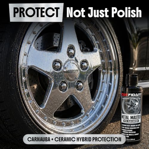Metal Polish Kit with Applicator Pad – Restores Shine & Removes Oxidation on Chrome, Aluminum & Stainless Steel – Carnauba + Ceramic Protection – Metal Cleaner & Polish – 8.4 oz