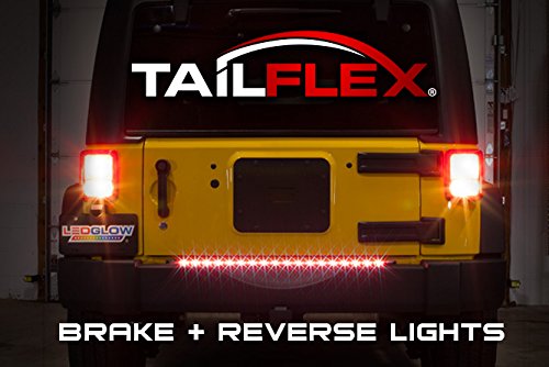 LEDGlow 36" Red TailFlex Tailgate LED Light Bar with White Reverse Lights for Jeep & SUVs - Brake, Running, Turn Signals & Hazard Lights - Flexible Waterproof Strip - Flat 4 Pin Connector
