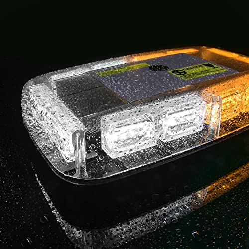Nilight 12 Inch Roof Top Strobe Lights, 48LED Hazard Light Emergency Safety Warning LED Flashing Light Bar Magnetic Mount, 12V-24V Cars Trucks Tractors Snow Plows Construction - color: Amber and White