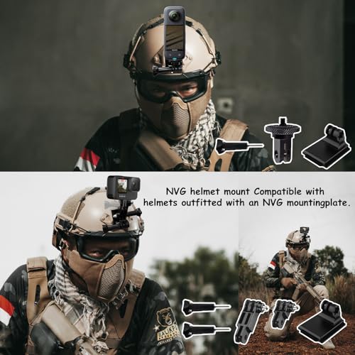 NVG Mount for Gopro, Aluminum Helmet Camera Mount Compatible with Insta360 X5 X4 X3 X2 X RS R GO 3 2, GoPro Hero, DJI OSMO Action and Most Action Cameras
