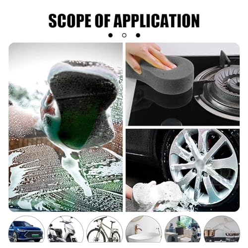 UGSHY 5 PCS Car Wash Sponge for Cleaning, 8.6In x 4.3In x 1.7In Vehicle Compressed Scrubber Kit, Universal Automotive Easy Grip Sponges for Motorcycle Bike Truck SUV Kitchen Dishes Bathroom (Black)